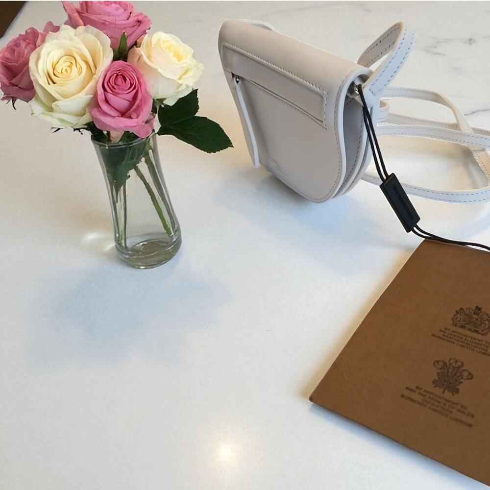 New - Burberry Olympia Micro Mini Leather Shoulder Bag Optic White - Picture 12 of 16